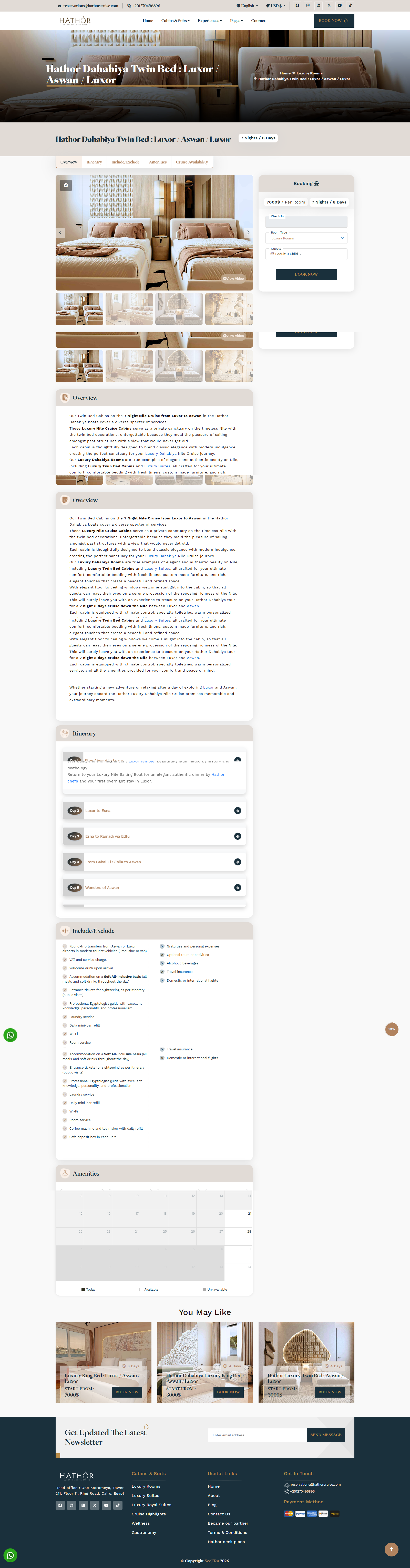 Hathor Dahabyia Nile Cruise